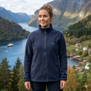 Retro Helly Hansen Women's Gorpcore Navy Full Zip Fleece Jacket Size Medium